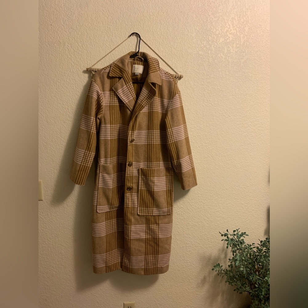Target- long plaid coat XS